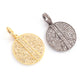 1 PC Antique Finish Pave Diamond Round Pendant - 925 Sterling Silver & Vermeil Diamond Pendant 22mmx19mm PD1875