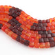 1 Strand Shaded Carnelian Faceted  Cube Briolettes - Box Shape Gemstone Beads - 5mm-8mm 8 Inches BR03432 - Tucson Beads