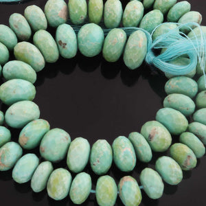 1 Strand Natural Sleeping Beauty Arizona Turquoise Faceted Rondelles - Semi Precious Gemstone Rondelles Beads- 8mm- 12mm -14 Inches BR01395