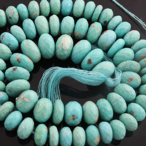 1 Strand Natural Sleeping Beauty Arizona Turquoise Faceted Rondelles - Semi Precious Gemstone Rondelles Beads- 7mm -11mm 14 Inches BR3959