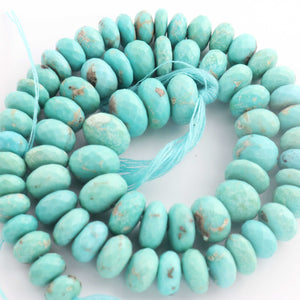 1 Strand Natural Sleeping Beauty Arizona Turquoise Faceted Rondelles - Semi Precious Gemstone Rondelles Beads- 7mm -11mm 14 Inches BR3959