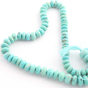 1 Strand Natural Sleeping Beauty Arizona Turquoise Faceted Rondelles - Semi Precious Gemstone Rondelles Beads- 7mm -11mm 14 Inches BR3959