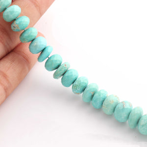 1 Strand Natural Sleeping Beauty Arizona Turquoise Faceted Rondelles - Semi Precious Gemstone Rondelles Beads- 7mm -11mm 14 Inches BR3959