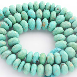 1 Strand Natural Sleeping Beauty Arizona Turquoise Faceted Rondelles - Semi Precious Gemstone Rondelles Beads - 8mm-9mm -14 Inches BR1146