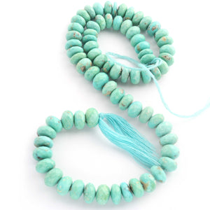 1 Strand Natural Sleeping Beauty Arizona Turquoise Faceted Rondelles - Semi Precious Gemstone Rondelles Beads - 8mm-9mm -14 Inches BR1146