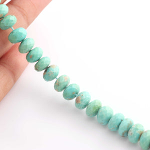 1 Strand Natural Sleeping Beauty Arizona Turquoise Faceted Rondelles - Semi Precious Gemstone Rondelles Beads - 8mm-9mm -14 Inches BR1146