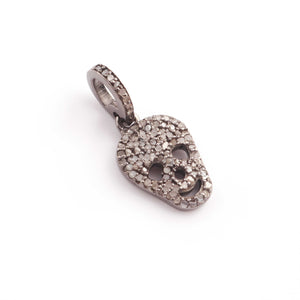 1 Pc Pave Diamond Skull Pendant, 925 Sterling Silver, Rose & Yellow Gold Vermeil, 16mmx10mm Pave Diamond Pendant, You Choose PDC00236