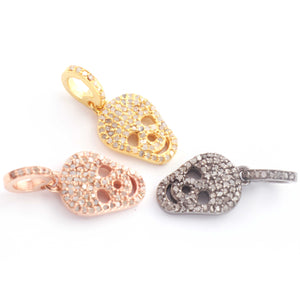 1 Pc Pave Diamond Skull Pendant, 925 Sterling Silver, Rose & Yellow Gold Vermeil, 16mmx10mm Pave Diamond Pendant, You Choose PDC00236