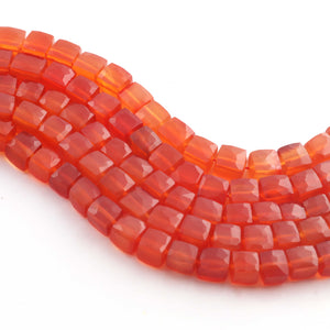 1 Strand Carnelian Faceted Cube Briolettes - Box Shape Gemstone Beads - 6mm-8mm 8 Inches BR03431 - Tucson Beads