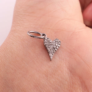 1 Pc Pave Diamond Heart Charm Pendant, 925 Sterling Silver, Rose & Yellow Gold Vermeil Heart Pendant Pave Diamond Jewelry 18mmx7mm You Choose PDC00058