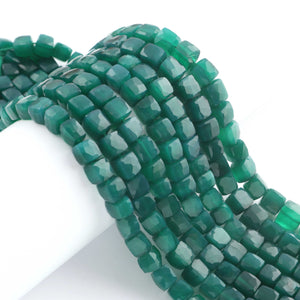 1  Strand Green Onyx Faceted  Briolettes - Cube Shape  Briolettes -6mmx7mm - 8mmx8mm- 8 Inches BR03421 - Tucson Beads