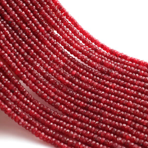 1 Strand Dyed Ruby Faceted Roundelles - Gemstone Faceted Rondelles- 4mm -14 Inch BR02688