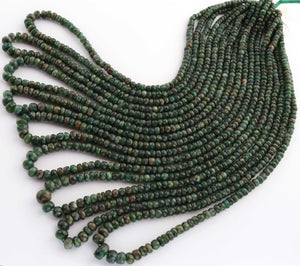 1  Long Strand  Emerald  Faceted Rondells -  Semi Precious Gemstone Beads-4mm-7mm-16.5 Inches BR03318