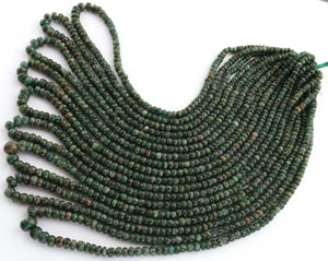 1  Long Strand  Emerald  Faceted Rondells -  Semi Precious Gemstone Beads-4mm-7mm-16.5 Inches BR03318