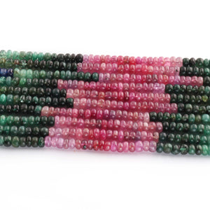 1 Long Strand Natural Multi Sapphire Smooth Rondelles  -Multi Rainbow Beads  Multi  Color  Precious Beads -4 mm-5mm -16 Inches BR03654