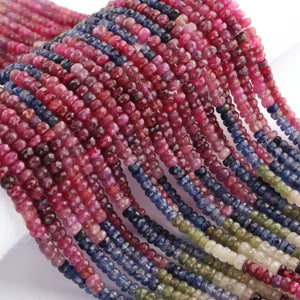 1 Long Strand Natural Multi Sapphire Faceted Rondelles  -Multi Rainbow Beads - Multi Color Precious Beads - 4mm-5mm -16 Inches BR03656