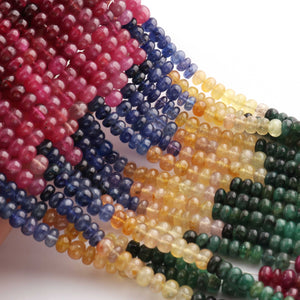 1 Long Strand Natural Multi Sapphire Smooth Rondelles  -Multi Rainbow Beads , Multi  Color  Precious Beads -6 mm -16 Inches BR03652