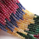 1 Long Strand Natural Multi Sapphire Smooth Rondelles  -Multi Rainbow Beads , Multi  Color  Precious Beads -6 mm -16 Inches BR03652