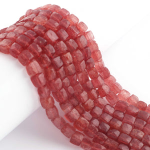 1  Strand Strawberry Quartz Faceted Briolettes -Cube Shape  Briolettes  6mmX6mm-7mmx7mm- 8 Inches BR03443 - Tucson Beads