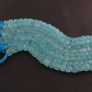 1 Strand Aqua Chalcedony Faceted Briolettes -Cube Shape Gemstone Briolettes - 6mmx7mm- 8mmx8mm - 8 Inches BR03441 - Tucson Beads