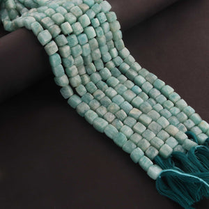 1 Strand Amazonite Faceted Cube Shape Briolettes - Box Cube Shape Briolettes  6mmx6mm-7mmx7mm  -8 Inches BR03449 - Tucson Beads