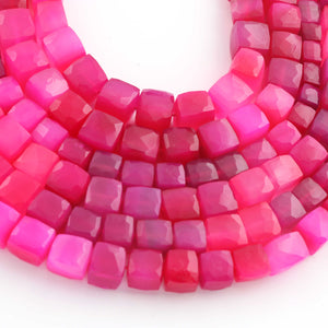 1 Strand Shaded Hot Pink Chalcedony Faceted Cube Briolettes -Hot  Pink Chalcedony Box Beads 6mmx6mm-8mmx9mm - 8 Inches- BR03448 - Tucson Beads