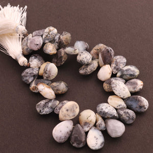 1 Strand Dendrite Opal Faceted Pear shape Briolettes - Semi Precious Gemstone Beads  - 15mmx9mm-11mmx8mm -7 Inches BR737