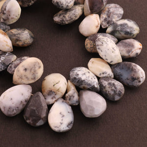 1 Strand Dendrite Opal Faceted Pear shape Briolettes - Semi Precious Gemstone Beads  - 15mmx9mm-11mmx8mm -7 Inches BR737