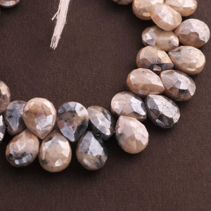 1 Strand Shaded Grey Silverite Faceted Briolettes- Pear Shape Briolettes 10mmx8mm-11mmx8mm 8 Inches BR734