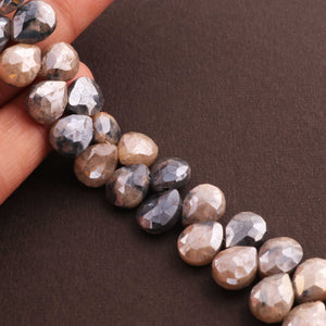 1 Strand Shaded Grey Silverite Faceted Briolettes- Pear Shape Briolettes 10mmx8mm-11mmx8mm 8 Inches BR734