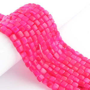 1 Strand Hot Pink Chalcedony Faceted Cube Briolettes -Hot  Pink Chalcedony Box Beads 6mmx6mm -7mmx7mm- 8 Inches- BR03444 - Tucson Beads