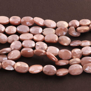 1 Strand Peach Moonstone Silver Coated Faceted Briolettes -Oval Shape  Briolettes 10mmx8mm-13mmx9mm 8.5  Inches BR738