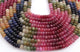 1 Long Strand Natural Multi Sapphire Faceted Rondelles  -Multi Rainbow Beads - Multi Color Precious Beads - 7mm-8mm -17 Inches BR03672