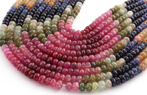 1 Long Strand Natural Multi Sapphire Faceted Rondelles  -Multi Rainbow Beads - Multi Color Precious Beads - 7mm-8mm -17 Inches BR03672