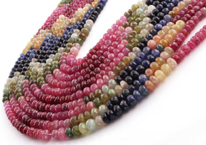 1 Long Strand Natural Multi Sapphire Faceted Rondelles  -Multi Rainbow Beads - Multi Color Precious Beads - 7mm-8mm -17 Inches BR03672