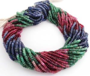 1 Strand Beautiful Multi Sapphire Smooth Rondelles Shape Gemstone Beads-2mm-4mm-16 Inches -BR03024