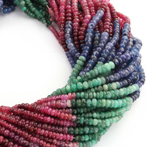 1 Strand Beautiful Multi Sapphire Smooth Rondelles Shape Gemstone Beads-2mm-4mm-16 Inches -BR03024