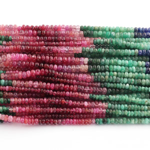 1 Strand Beautiful Multi Sapphire Smooth Rondelles Shape Gemstone Beads-2mm-4mm-16 Inches -BR03024