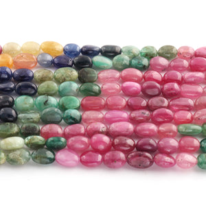 1 Long Strand Natural Multi Sapphire Smooth Oval Shape Briolettes  -Multi Rainbow Beads - Multi Color Precious Oval Shape Briolettes Beads - 7mmx6mm-12mmx7mm -16 Inches BR03670