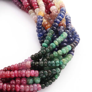 1 Strand Beautiful Multi Sapphire Smooth Roundelles - Precious Gemstone Roundelles Beads-5mm-7mm -16 Inches -BR03669