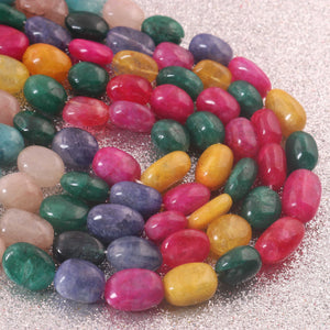 1  Long Strand Amazing Multi color Opal Smooth Oval  Shape Beads - Mix Stone Tumble Shape Opal Gemstone Beads 9-13 mm 17 Inches BR03150 - Tucson Beads