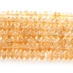 1 Strand Citrine Faceted Rondelles -Gemstone Rondelles 6mm-8mm- 8 Inches BR0831