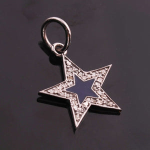 1 Pc Pave Diamond Multi Color Bakelite Star Pendant, Designer Charm 925 Sterling Silver Charm Pendant Pave Diamond Jewelry 20mmx10mm  PDC00200 - Tucson Beads