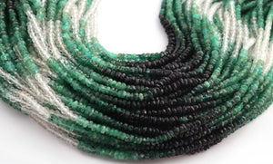 1  Long Strand Shaded Emerald  Faceted Roundells -  Semi precious Gemstone Roundells  Beads-2mm-3mm-16 Inches BR03225