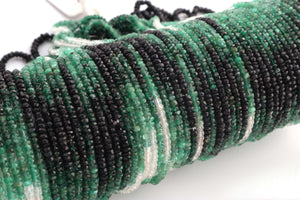 1  Long Strand Shaded Emerald  Faceted Roundells -  Semi precious Gemstone Roundells  Beads-2mm-3mm-16 Inches BR03225