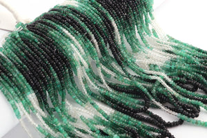 1  Long Strand Shaded Emerald  Faceted Roundells -  Semi precious Gemstone Roundells  Beads-2mm-3mm-16 Inches BR03225