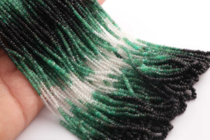 1  Long Strand Shaded Emerald  Faceted Roundells -  Semi precious Gemstone Roundells  Beads-2mm-3mm-16 Inches BR03225