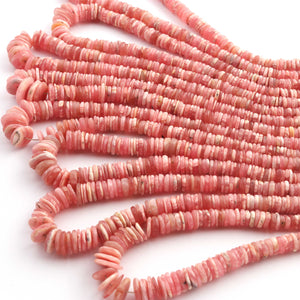 1 Long Strand Rhodochrosite Faceted Heishi Disc Tyre Shape beads - Semi Precious Gemstone Wheel Shape Beads- 4mm-12mm- 16 Inches BR03671