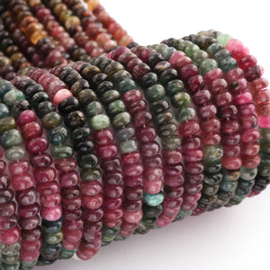 1 Long Strand Multi Tourmaline  Smooth Roundelles -Tourmaline Roundel Beads - Gemstone Rondelles 6mm-14.5 Inches BR0428