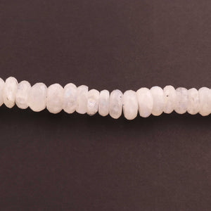 1 Strand White Rainbow Moonstone Faceted Rondelles - Gemstone Roundels- 11mm-14mm- 7Inches BR02513 - Tucson Beads